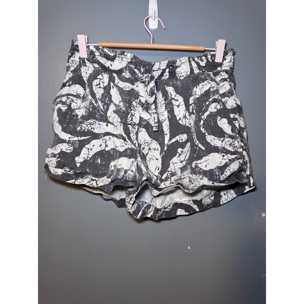 Joie Grey White Abstract Print Lyocell Drawstring Shorts Womens Large